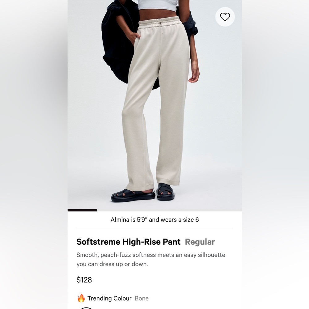 Lululemon Softstreme High-Rise Pants in Bone Size 10
